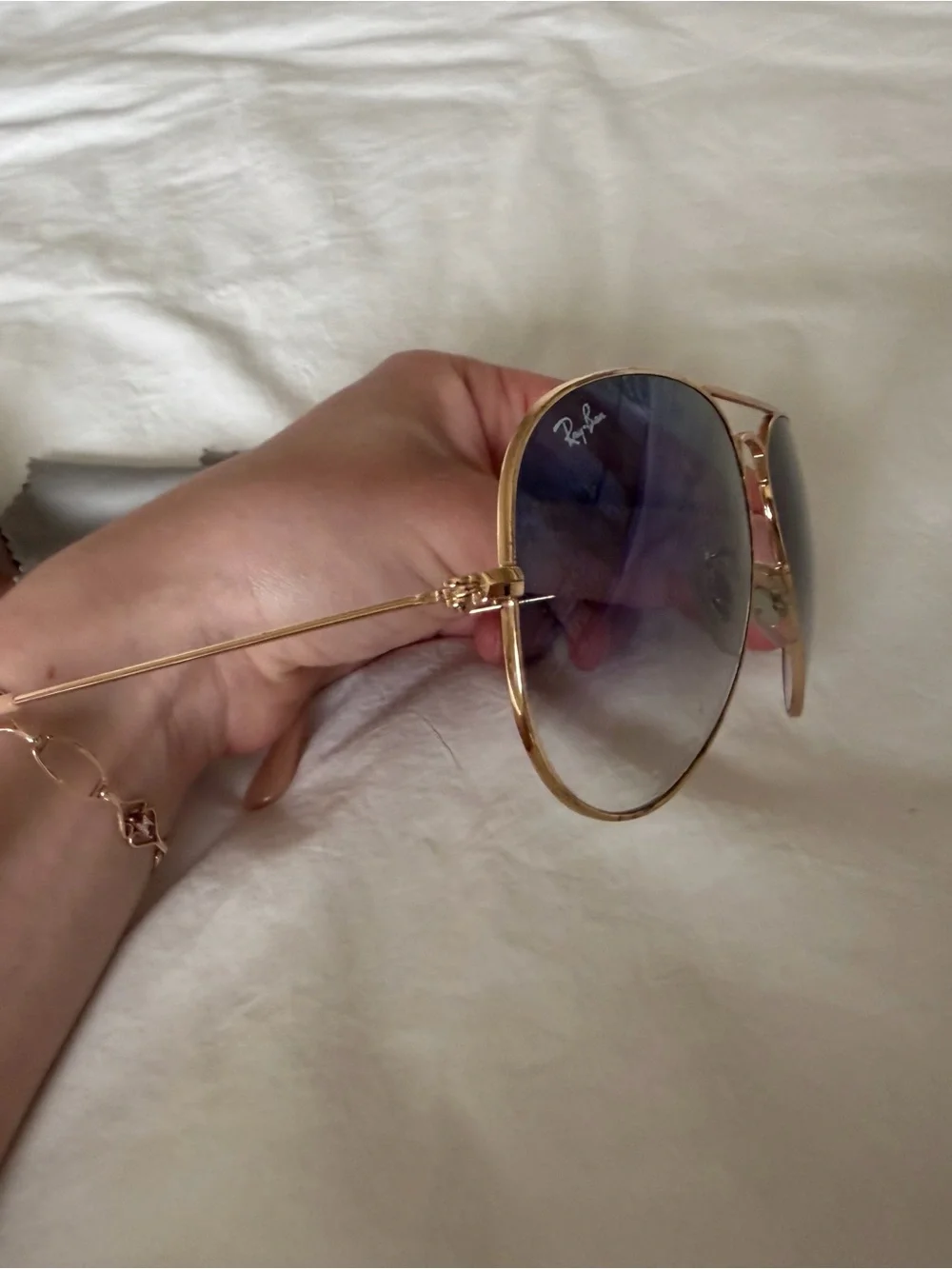 Ray-Ban Aviator Sunglasses with Blue Gradient Lenses